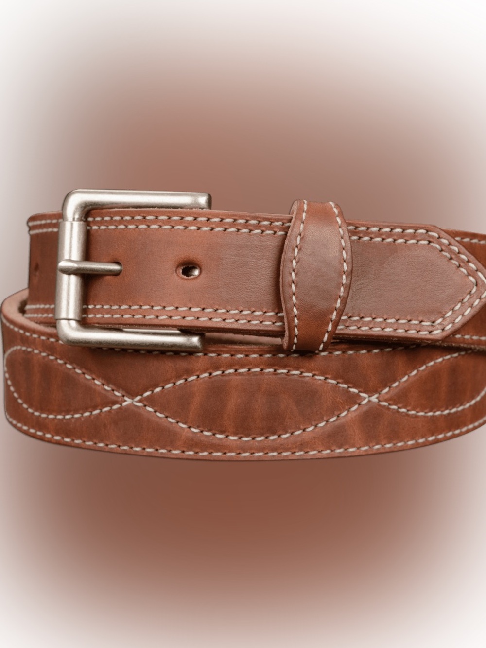 Bullhide Belts Maverick Hot Dipped Tan Figure 8 Stitched Belt NWOT Leather Sz 46